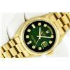 Image 1 : Rolex Men's 18K Yellow Gold Green Vignette VVS Diamond Day Date President Wristwatch