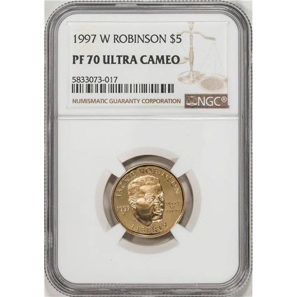 1997-W $5 Jackie Robinson Proof Commemorative Gold Coin NGC PF70 Ultra Cameo