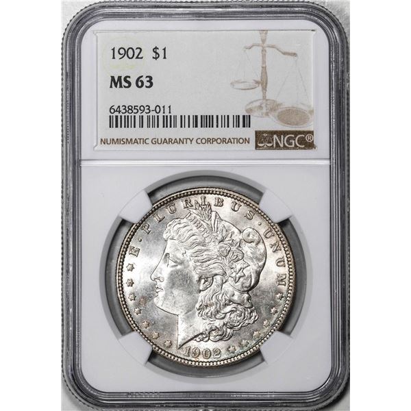 1902 $1 Morgan Silver Dollar Coin NGC MS63