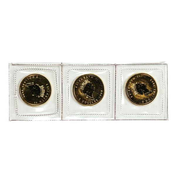 Lot of (3) Sealed 1999 Canadian $5 Maple Leaf Gold Coins