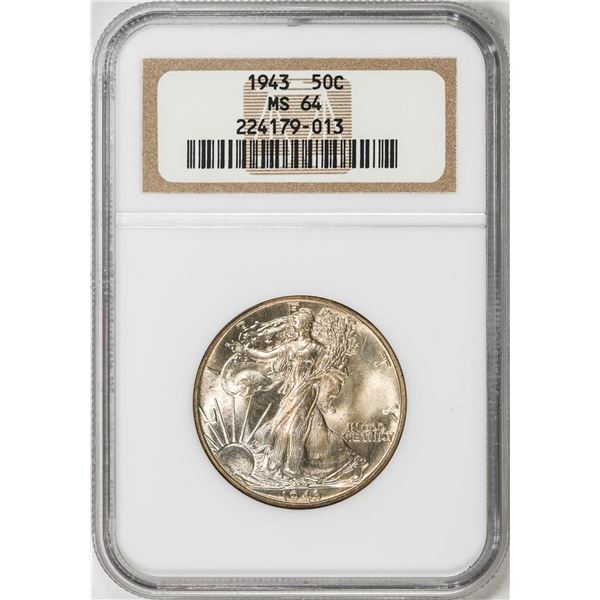 1943 Walking Liberty Half Dollar Coin NGC MS64