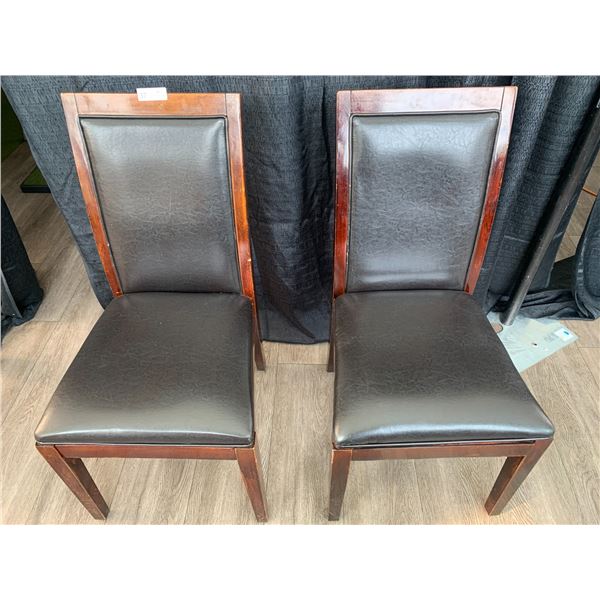 2 x Leather-Style Wooden Banquet Chairs