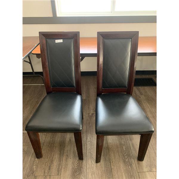 2 x Leather-Style High-Backed Wooden Banquet Chairs