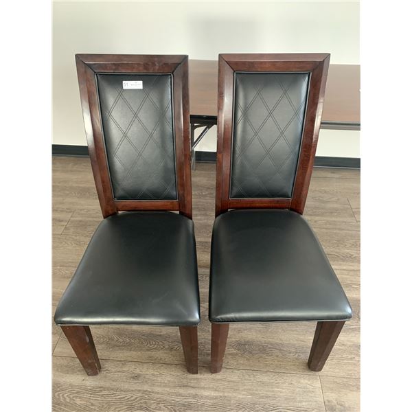 2 x Leather-Style High-Backed Wooden Banquet Chairs