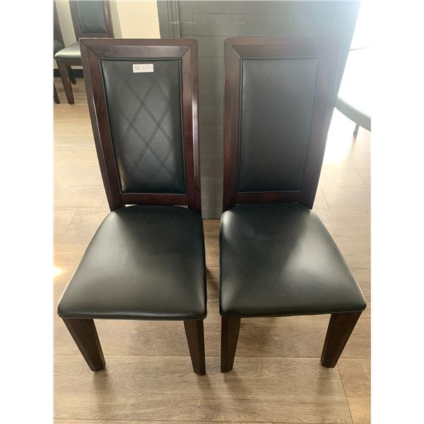 2 x Leather-Style High-Backed Wooden Banquet Chairs