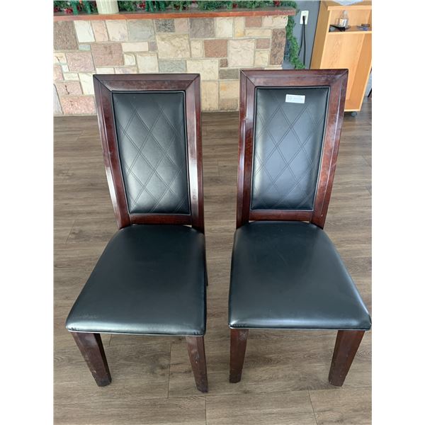 2 x Leather-Style High-Backed Wooden Banquet Chairs