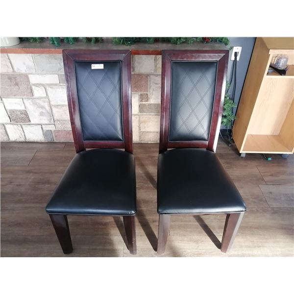 2 x Leather-Style High-Backed Wooden Banquet Chairs