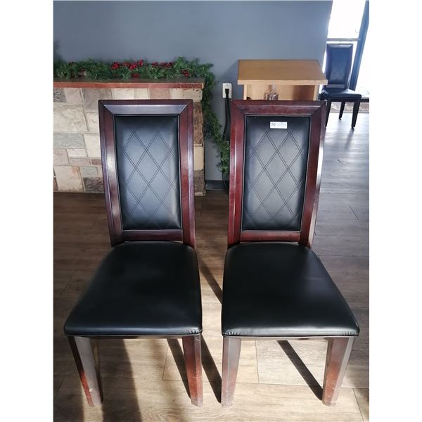 2 x Leather-Style High-Backed Wooden Banquet Chairs