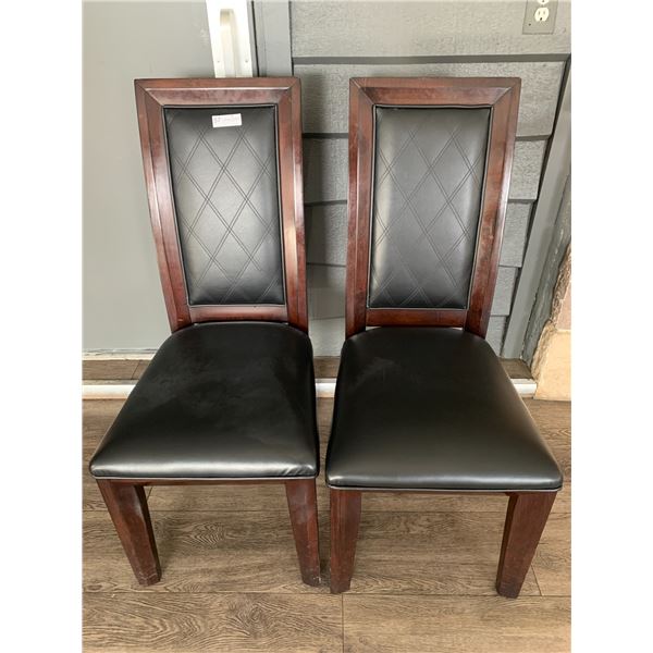 2 x Leather-Style High-Backed Wooden Banquet Chairs