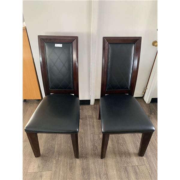 2 x Leather-Style High-Backed Wooden Banquet Chairs