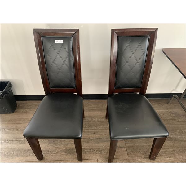 2 x Leather-Style High-Backed Wooden Banquet Chairs