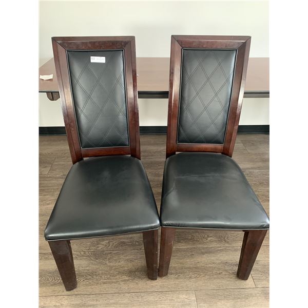 2 x Leather-Style High-Backed Wooden Banquet Chairs