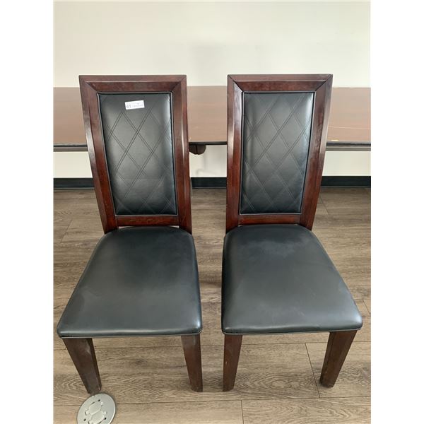 2 x Leather-Style High-Backed Wooden Banquet Chairs