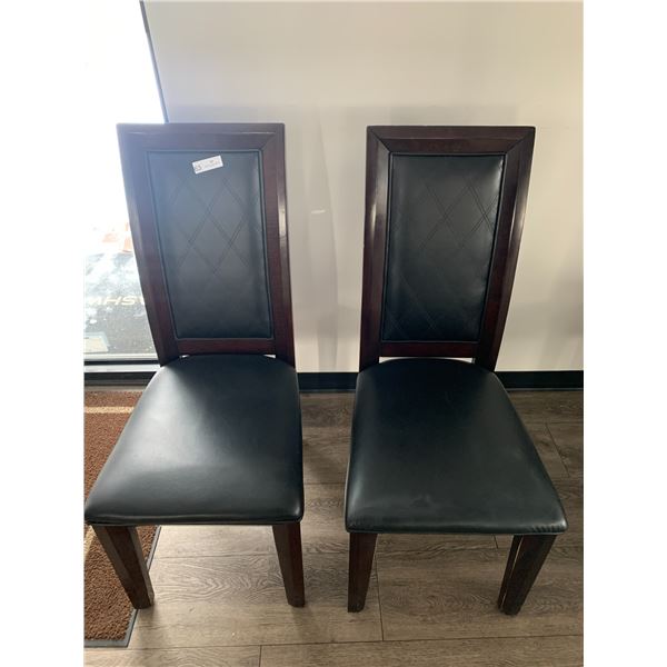 2 x Leather-Style High-Backed Wooden Banquet Chairs