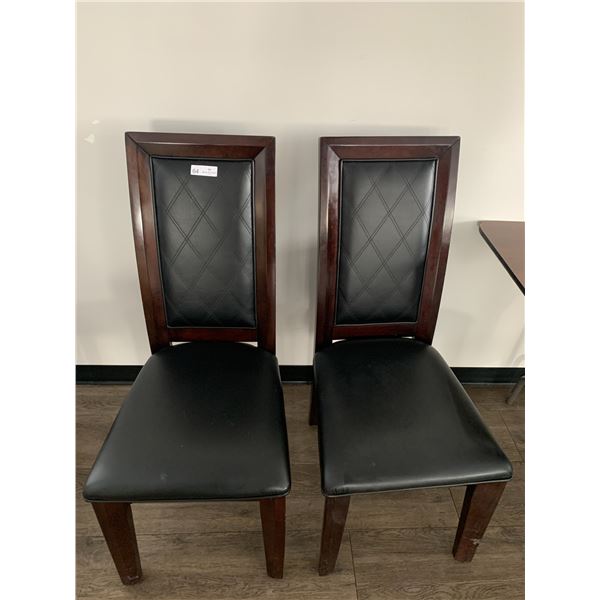 2 x Leather-Style High-Backed Wooden Banquet Chairs