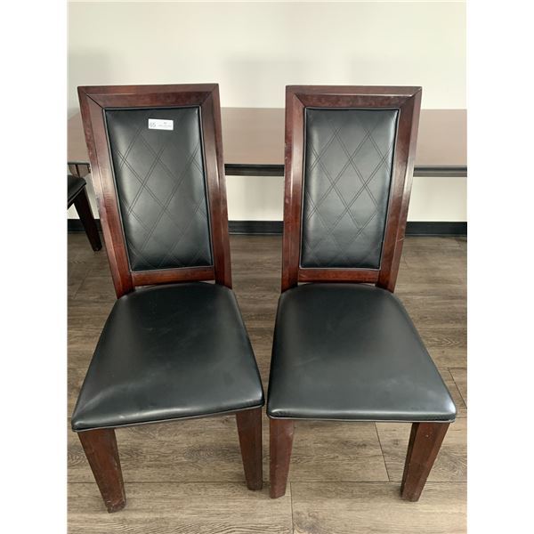 2 x Leather-Style High-Backed Wooden Banquet Chairs