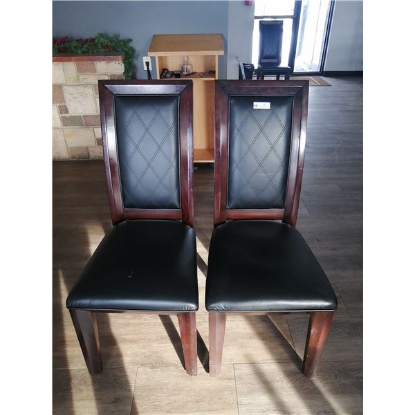 2 x Leather-Style High-Backed Wooden Banquet Chairs