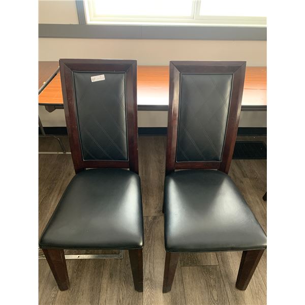 2 x Leather-Style High-Backed Wooden Banquet Chairs