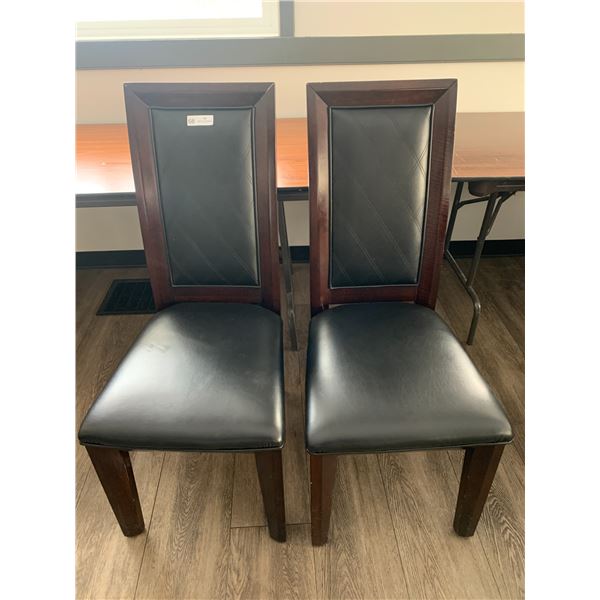 2 x Leather-Style High-Backed Wooden Banquet Chairs