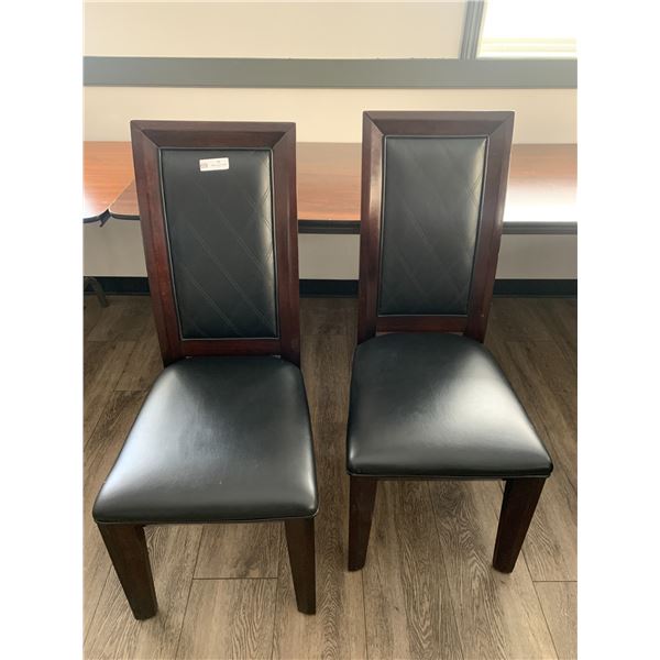 2 x Leather-Style High-Backed Wooden Banquet Chairs