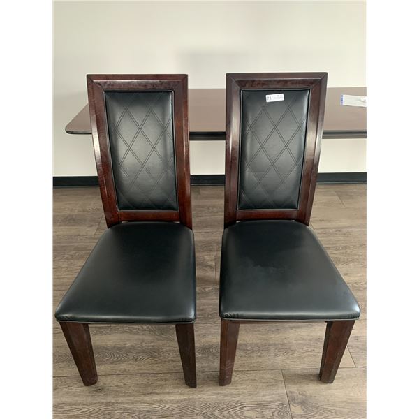 2 x Leather-Style High-Backed Wooden Banquet Chairs