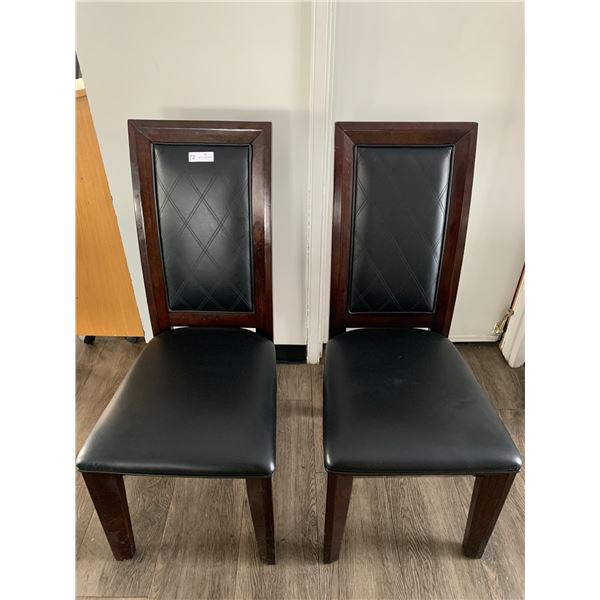 2 x Leather-Style High-Backed Wooden Banquet Chairs