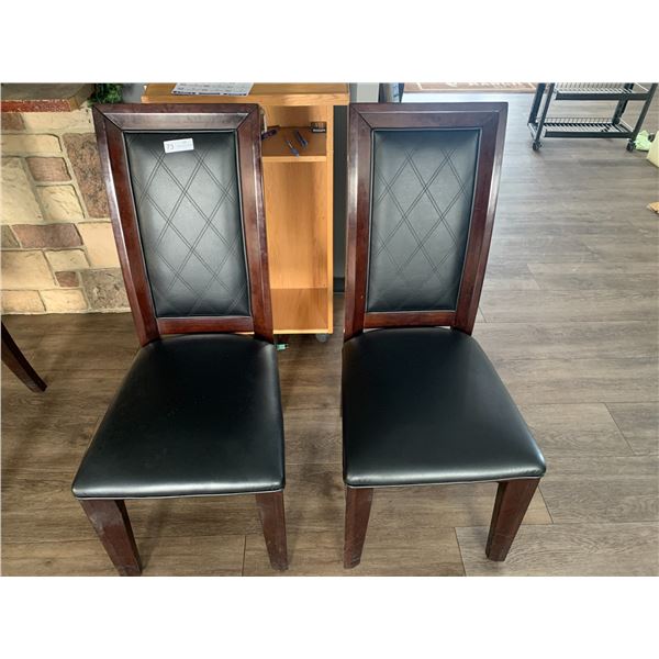 2 x Leather-Style High-Backed Wooden Banquet Chairs