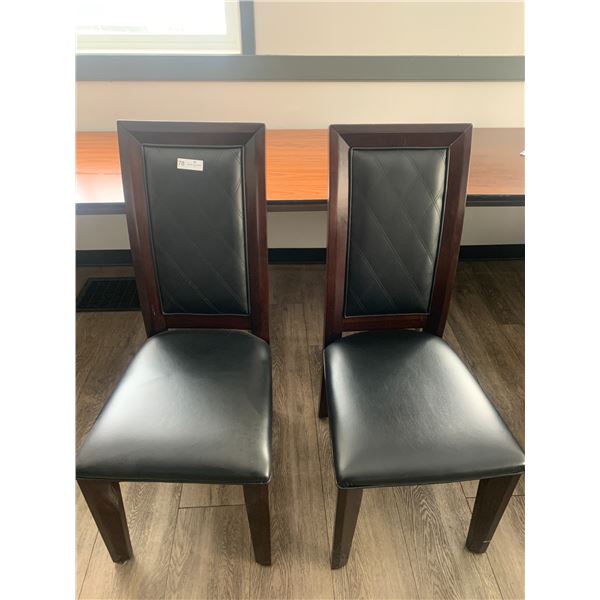 2 x Leather-Style High-Backed Wooden Banquet Chairs