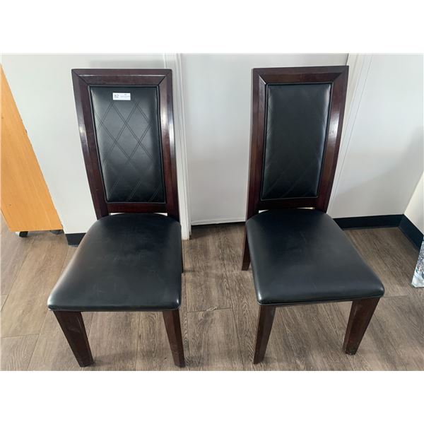 2 x Leather-Style High-Backed Wooden Banquet Chairs