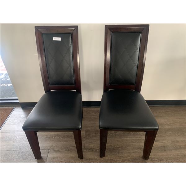 2 x Leather-Style High-Backed Wooden Banquet Chairs