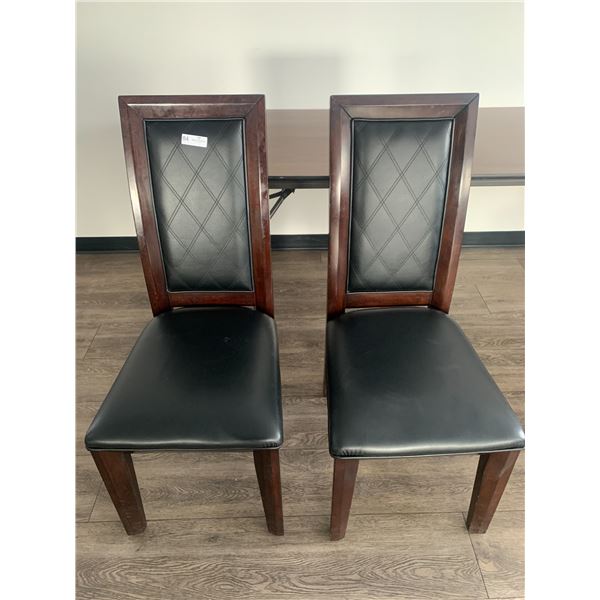 2 x Leather-Style High-Backed Wooden Banquet Chairs