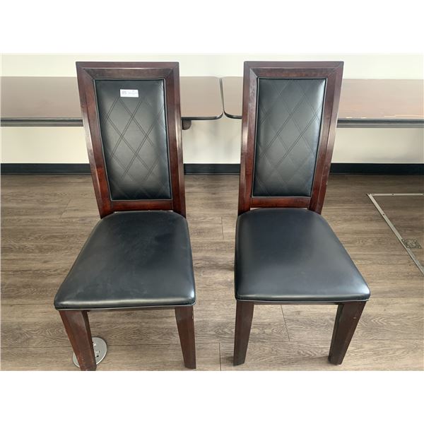 2 x Leather-Style High-Backed Wooden Banquet Chairs