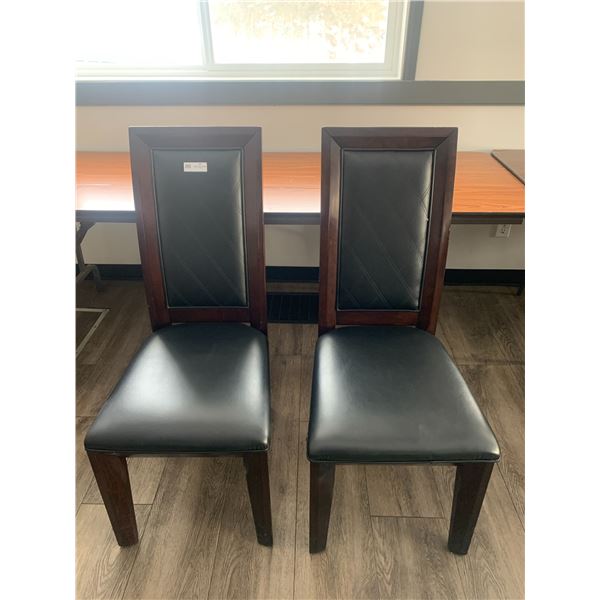 2 x Leather-Style High-Backed Wooden Banquet Chairs