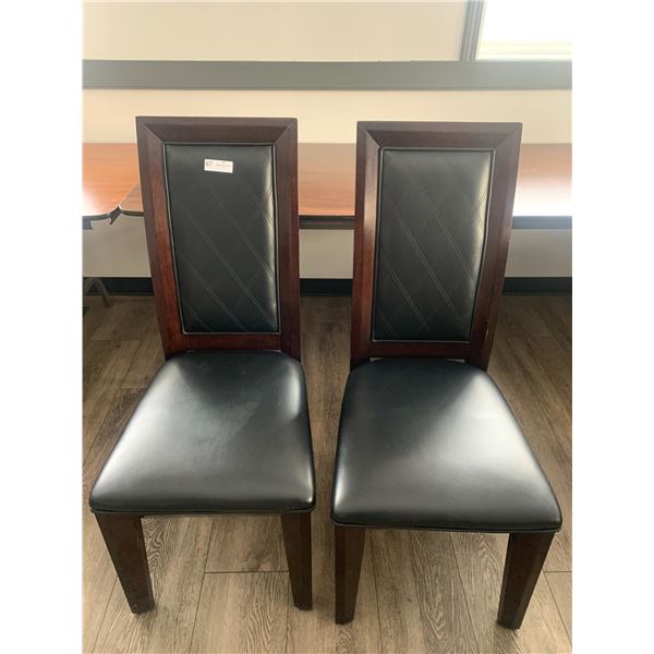 2 x Leather-Style High-Backed Wooden Banquet Chairs