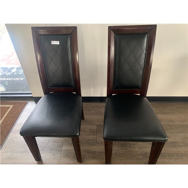 2 x Leather-Style High-Backed Wooden Banquet Chairs