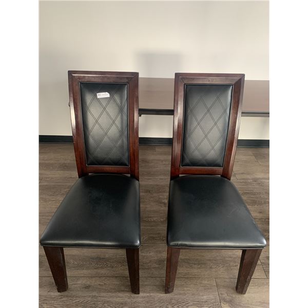 2 x Leather-Style High-Backed Wooden Banquet Chairs