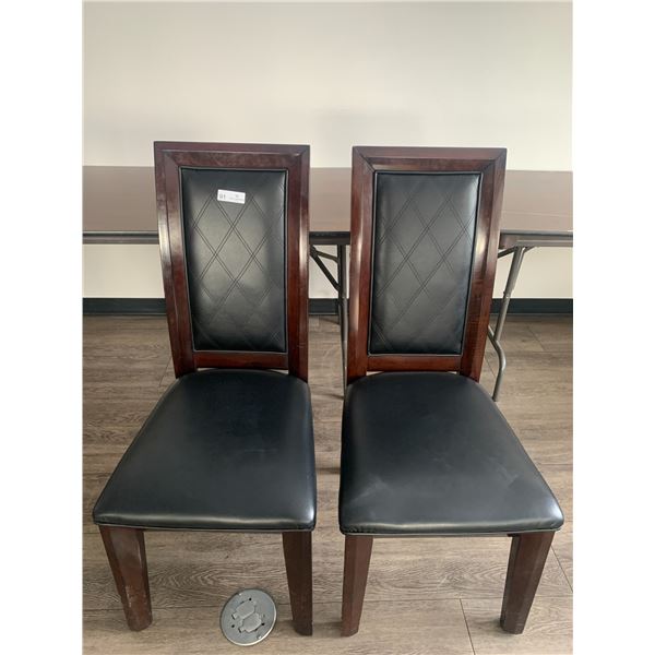 2 x Leather-Style High-Backed Wooden Banquet Chairs