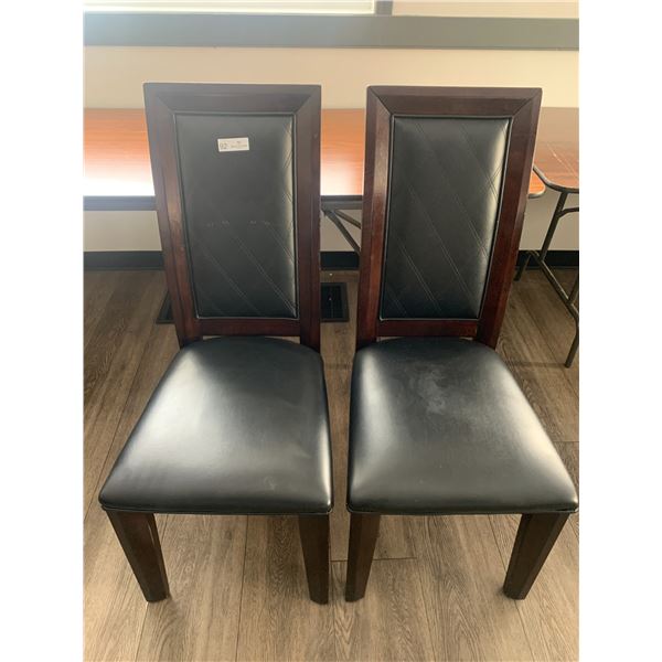 2 x Leather-Style High-Backed Wooden Banquet Chairs