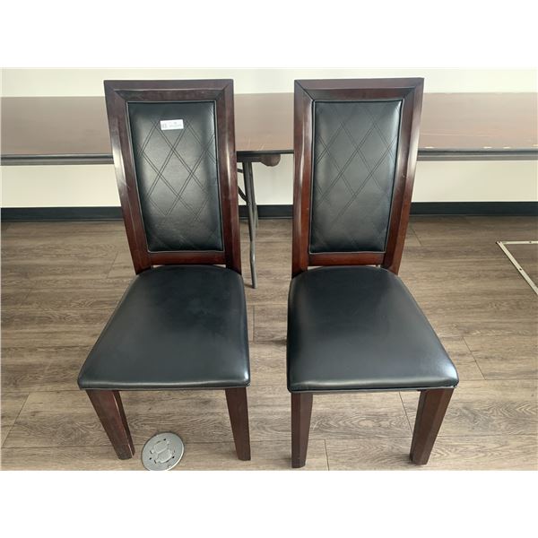 2 x Leather-Style High-Backed Wooden Banquet Chairs