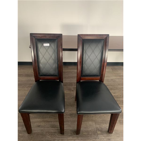 2 x Leather-Style High-Backed Wooden Banquet Chairs