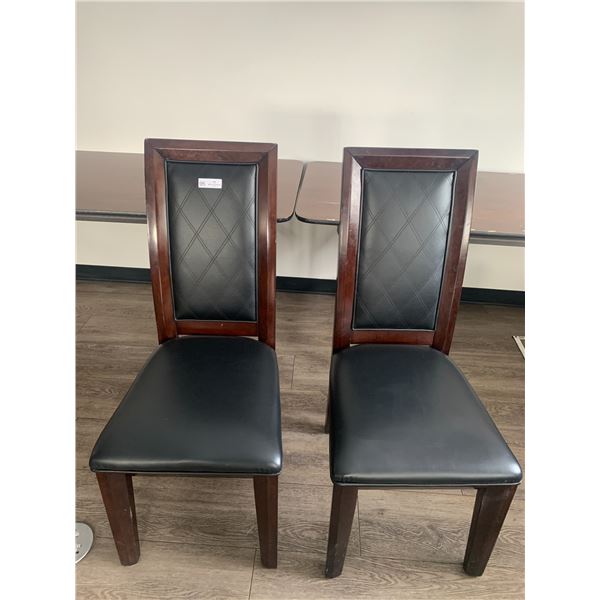 2 x Leather-Style High-Backed Wooden Banquet Chairs