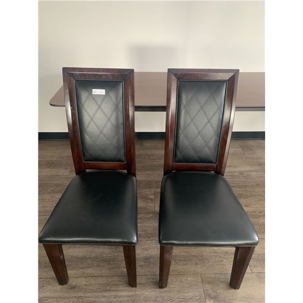 2 x Leather-Style High-Backed Wooden Banquet Chairs