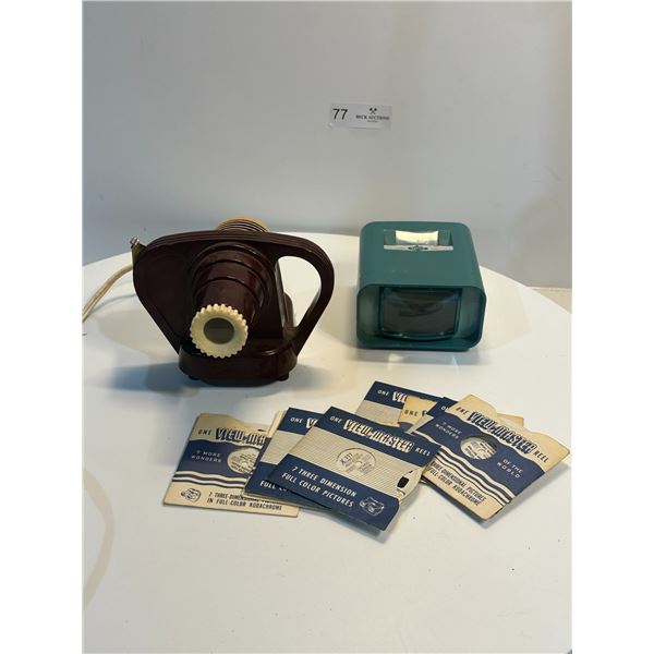 Vintage Viewmaster Junior Projector, Vintage Optina Slide Viewer, and View Master Reels