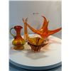 Image 1 : Assorted Orange Glass Vase, Dishes, and Pitcher