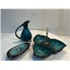 Image 1 : Blue and Brown Pottery Pieces with Japanese Pitcher