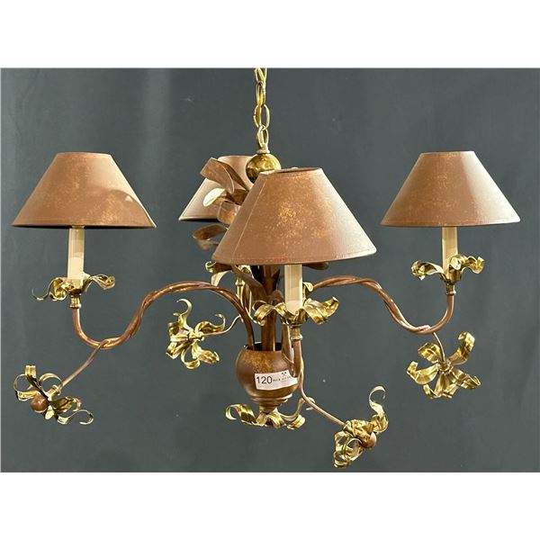 Gold and Brown Metal Chandelier