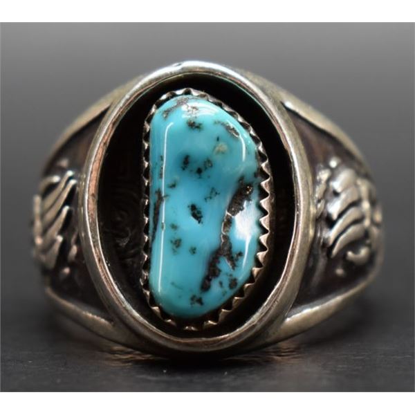 NAVAJO INDIAN SILVER AND TURQOUISE RING