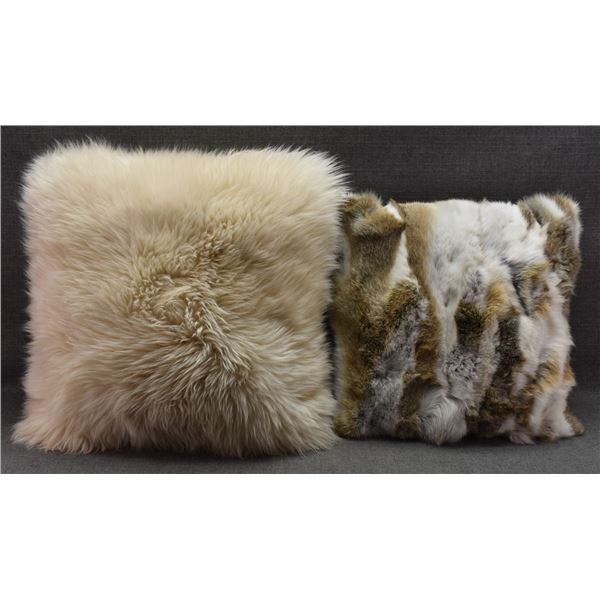 SHEEPSKIN AND RABBIT FUR PILLOWS