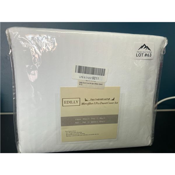 Lot of 1 3PC Queen Size Duvet Cover Set - White