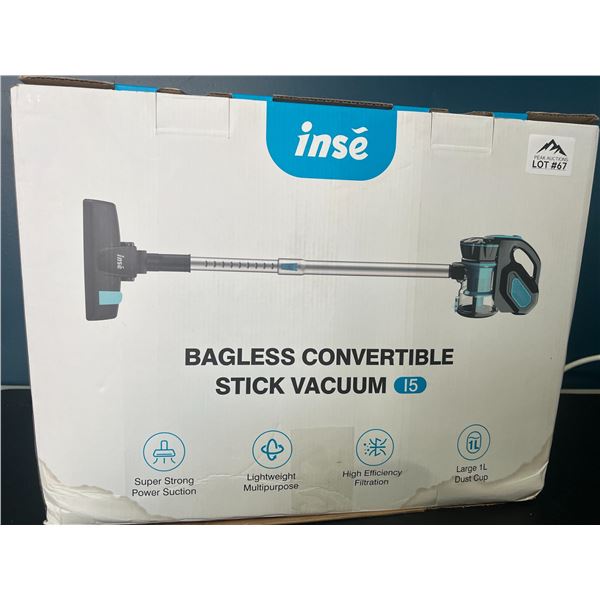 Lot of 1 Inse I5 Bagless Stick Vacuum Cleaner w/ Powerful Suction